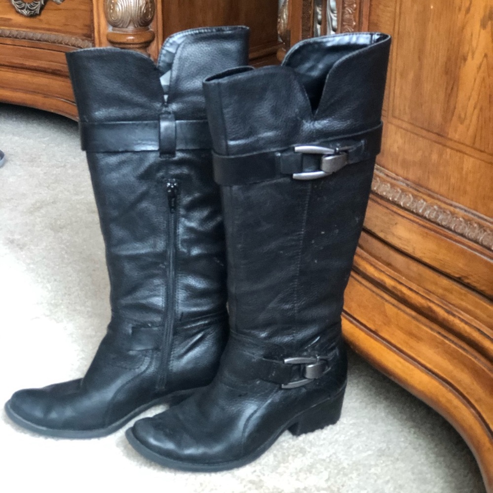Black leather boots